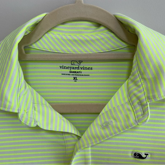 Vineyard Vines Kids Bradley Stripe Sankaty Performance Polo, Yellow/Gray, XL - Picture 5 of 6